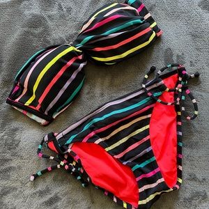 Victoria's Secret rainbow stripe bandeau set